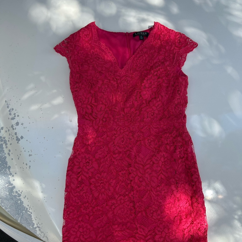 Polo by Ralph Lauren Pink Asymmetrical Lace Dress